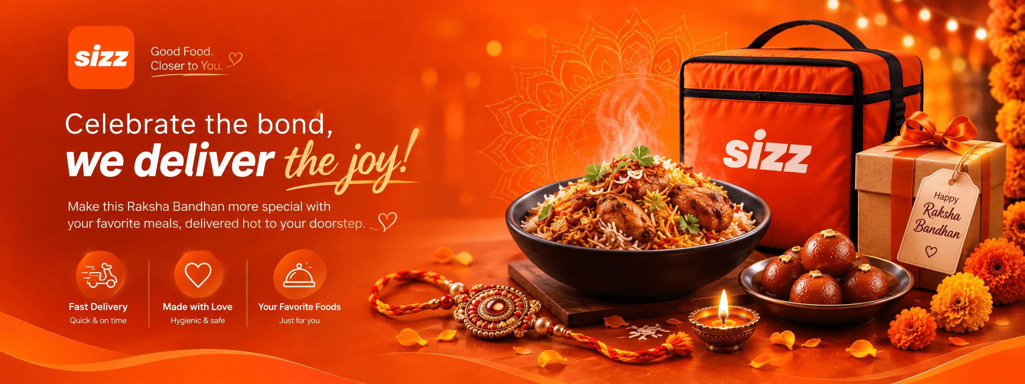 Celebrate the bond, we deliver the joy. Festive treats and your favorite meals, delivered hot to your doorstep.